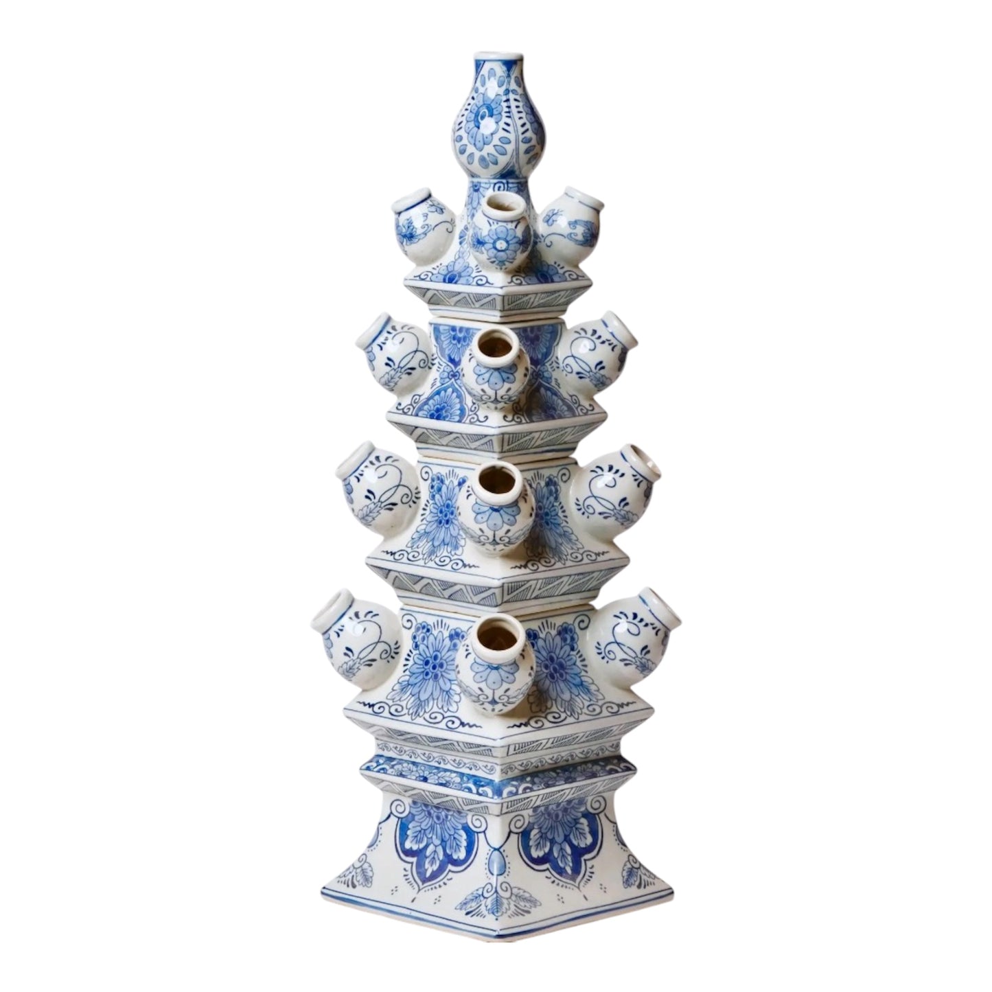 Blue and White Short Floral Tulipiere