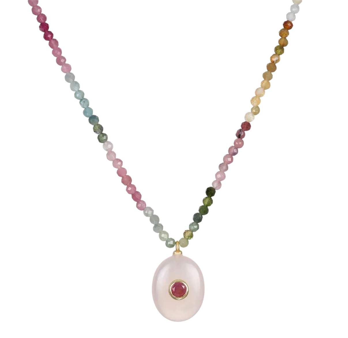 Beaded Choker - Rose Quartz