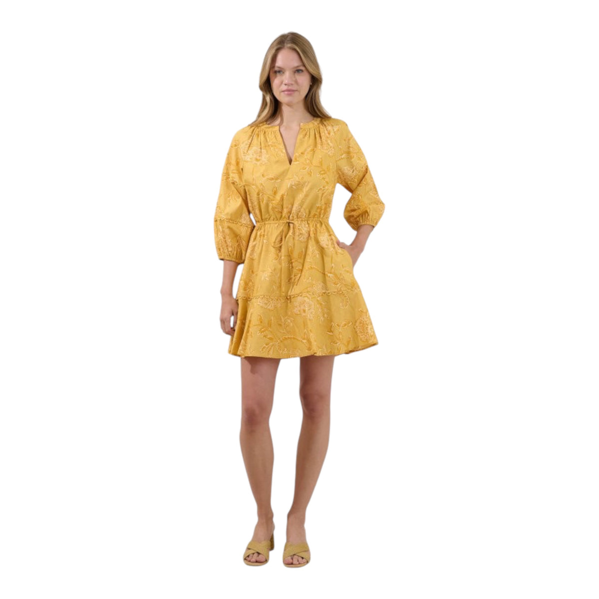 Yellow Floral Mini Dress