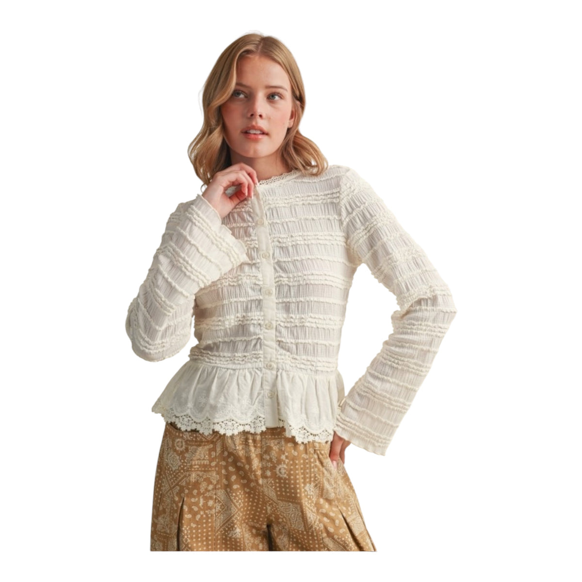 Scrunch Lace Detail Top
