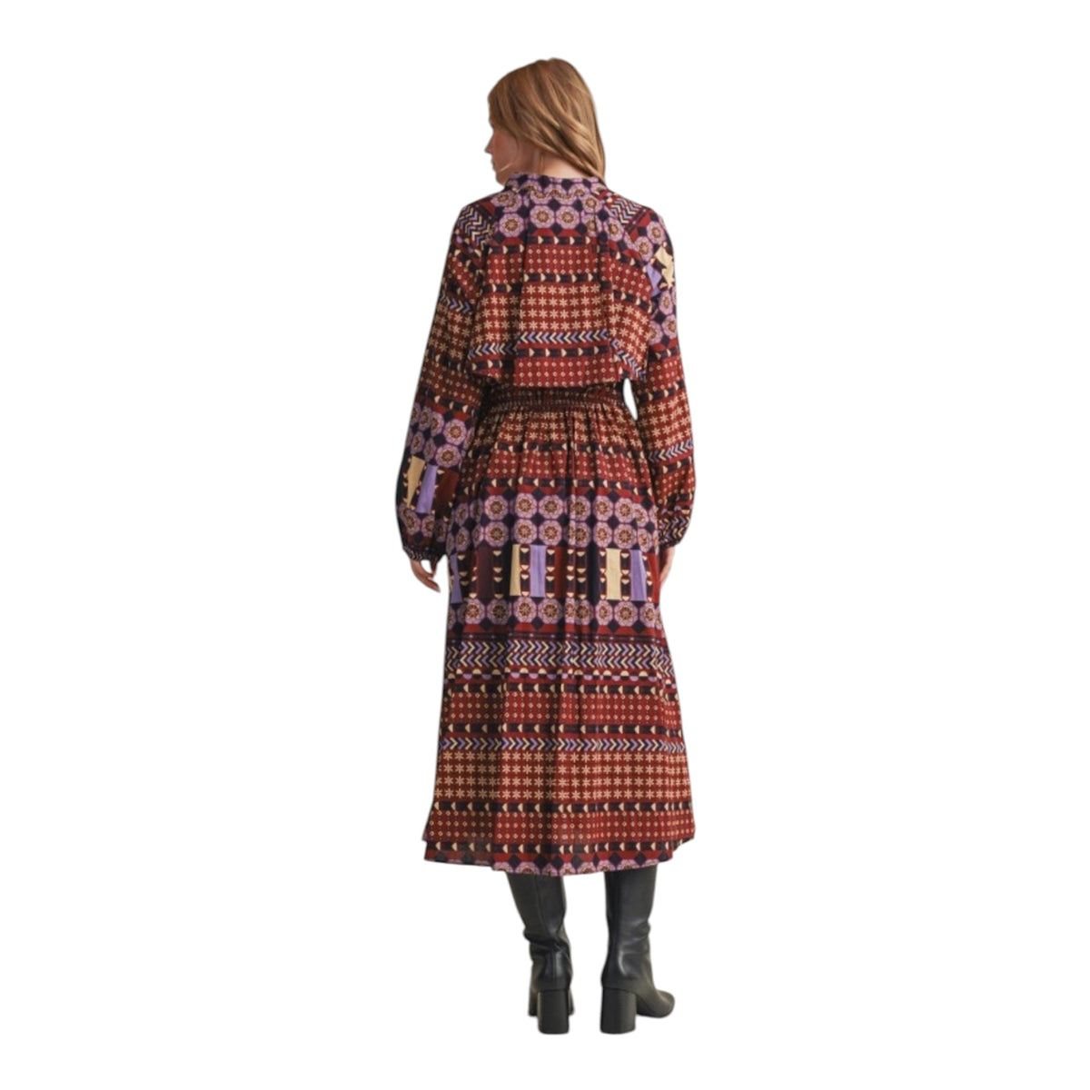 Abstract Print Midi Dress