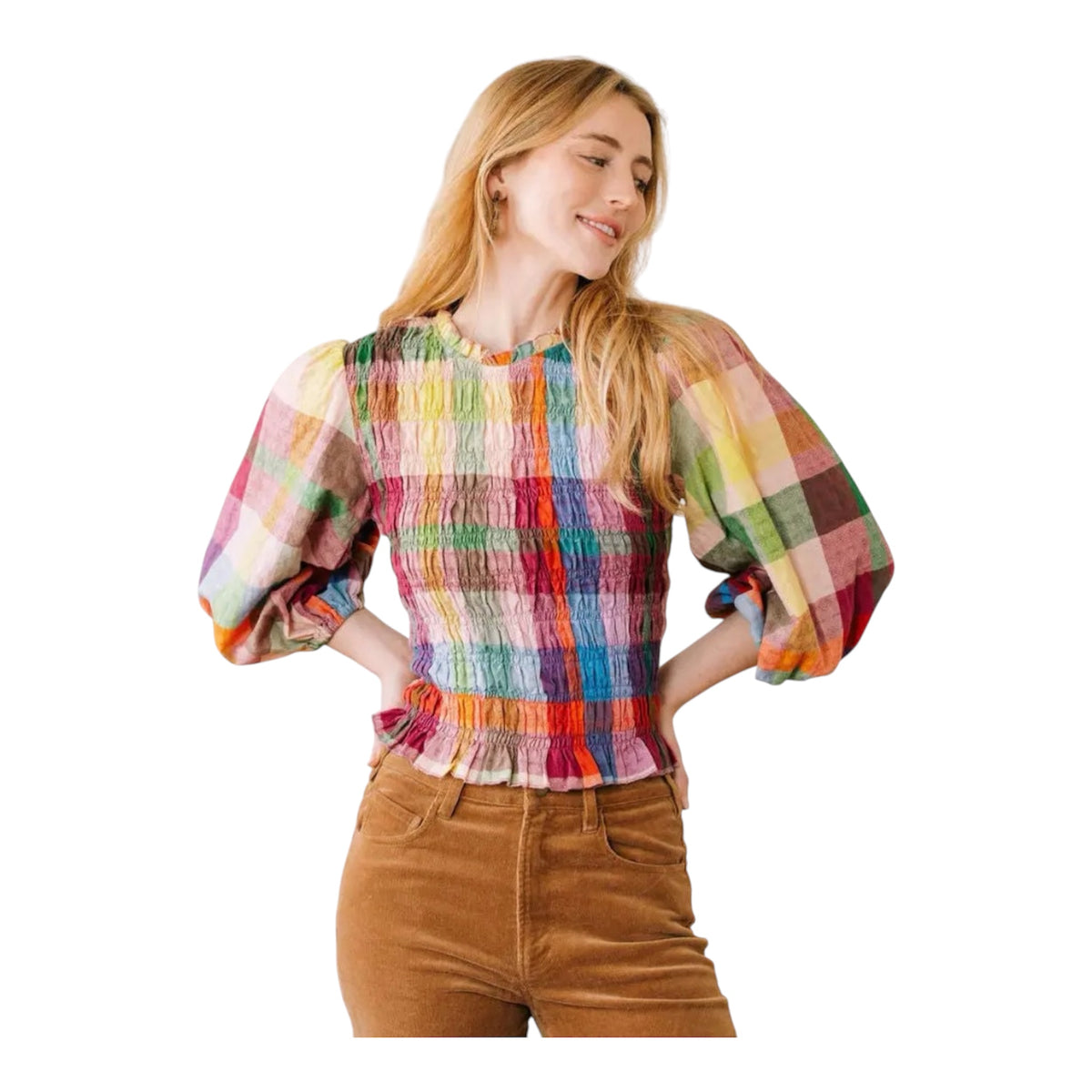 Plaid Hali Top