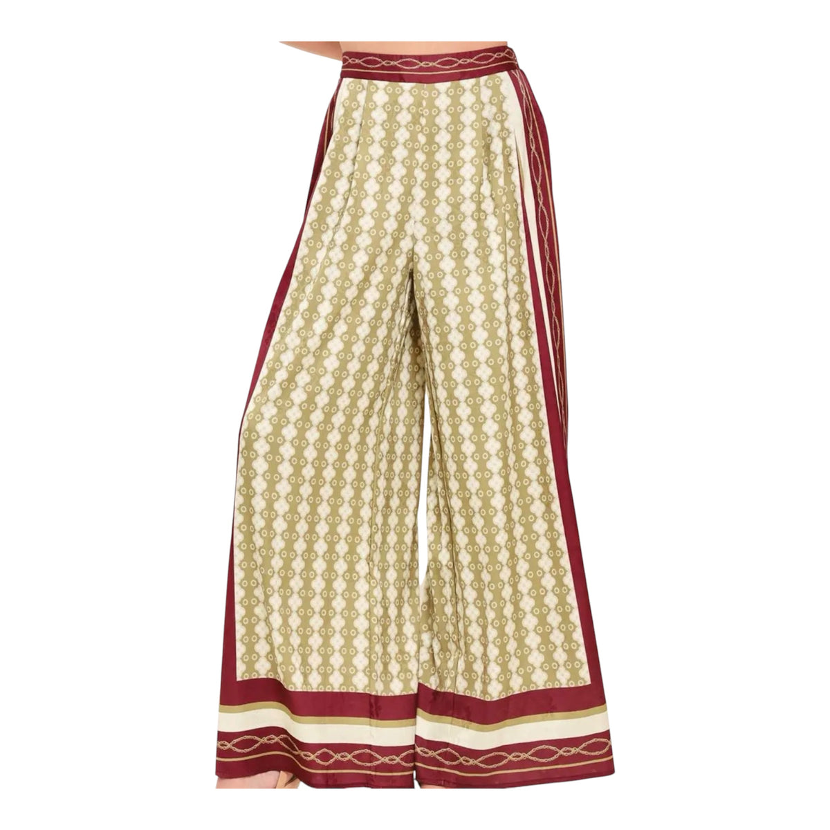 Merlot Border Wide Leg Pants