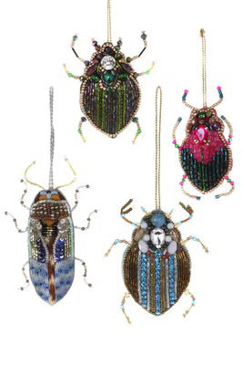 Beaded Velvet Beetle Ornaments