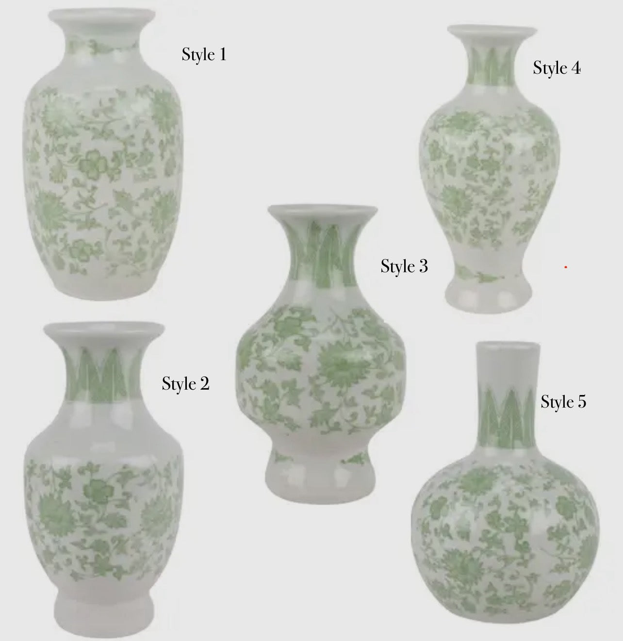 Mini Green & White Vases