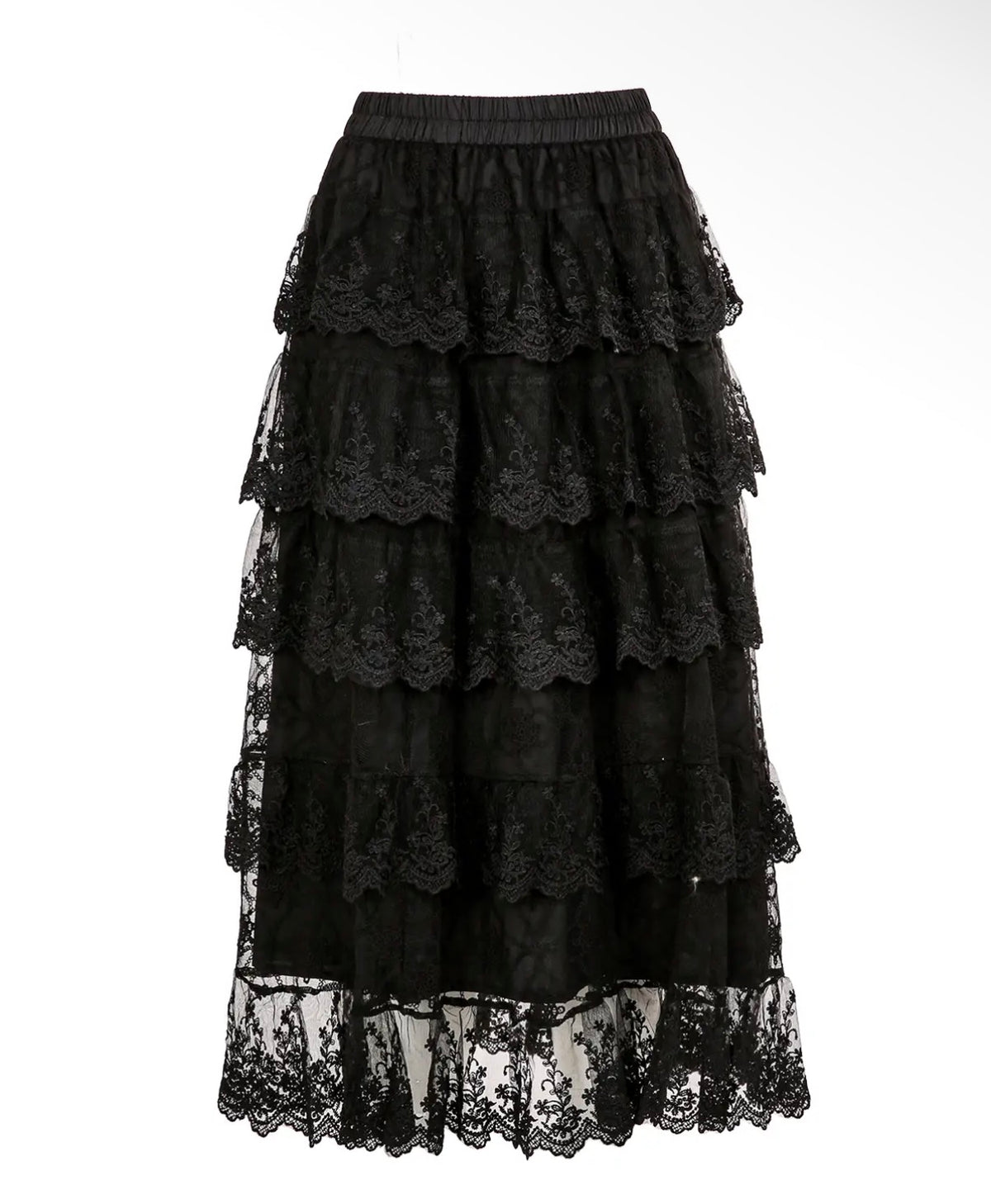 Tiered Lace Maxi Skirt