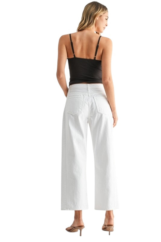 Twist Denim Barrel Jean in Optic White