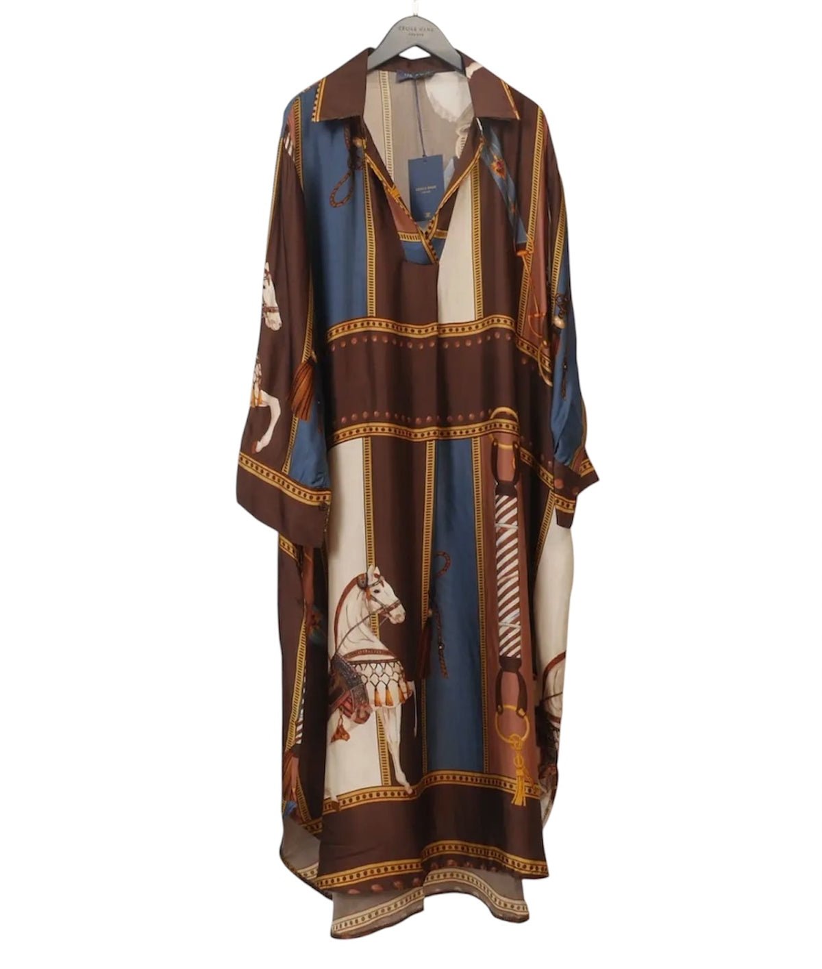 Satin Equestrian Print Dress