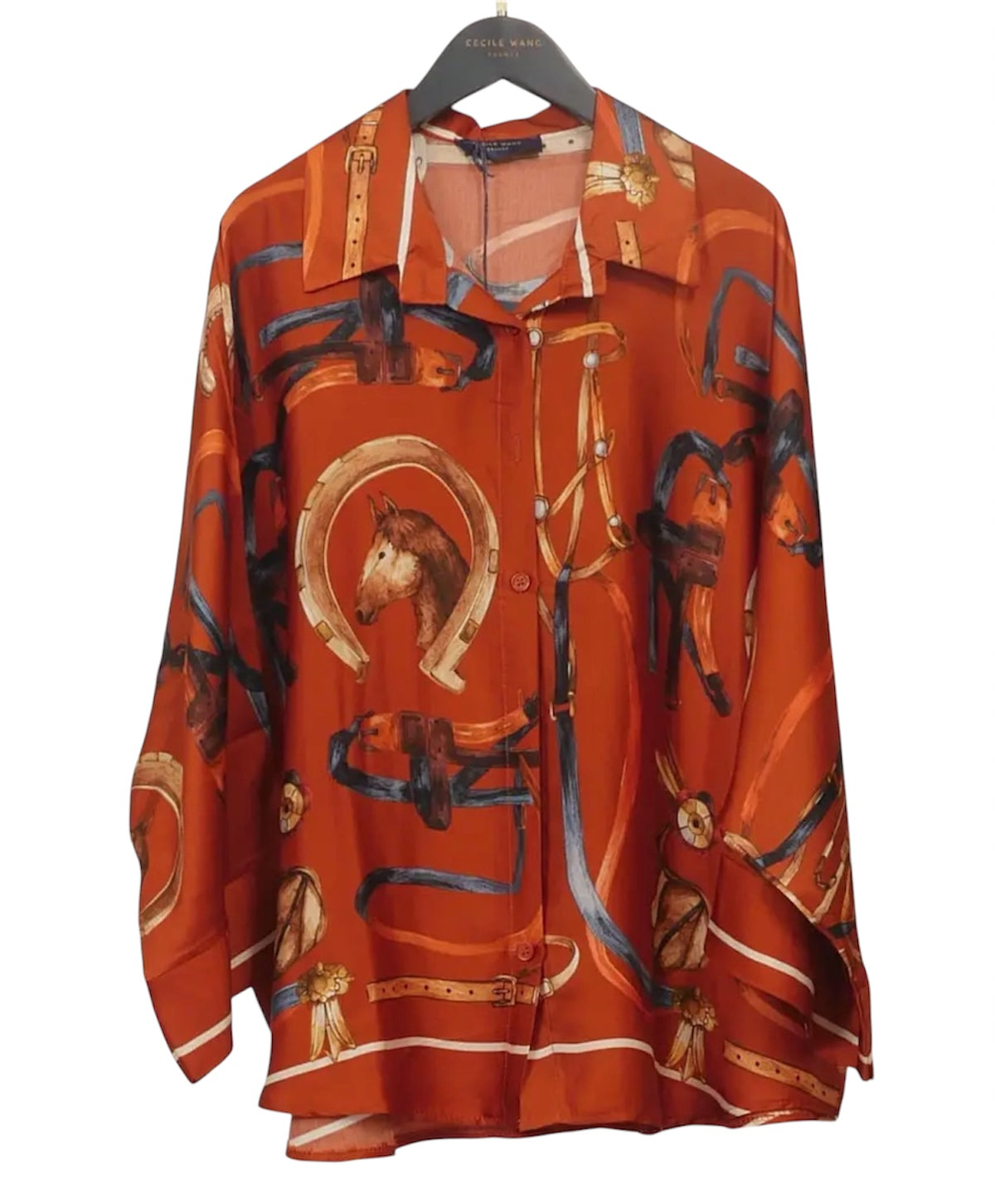 Rust Satin Print Top