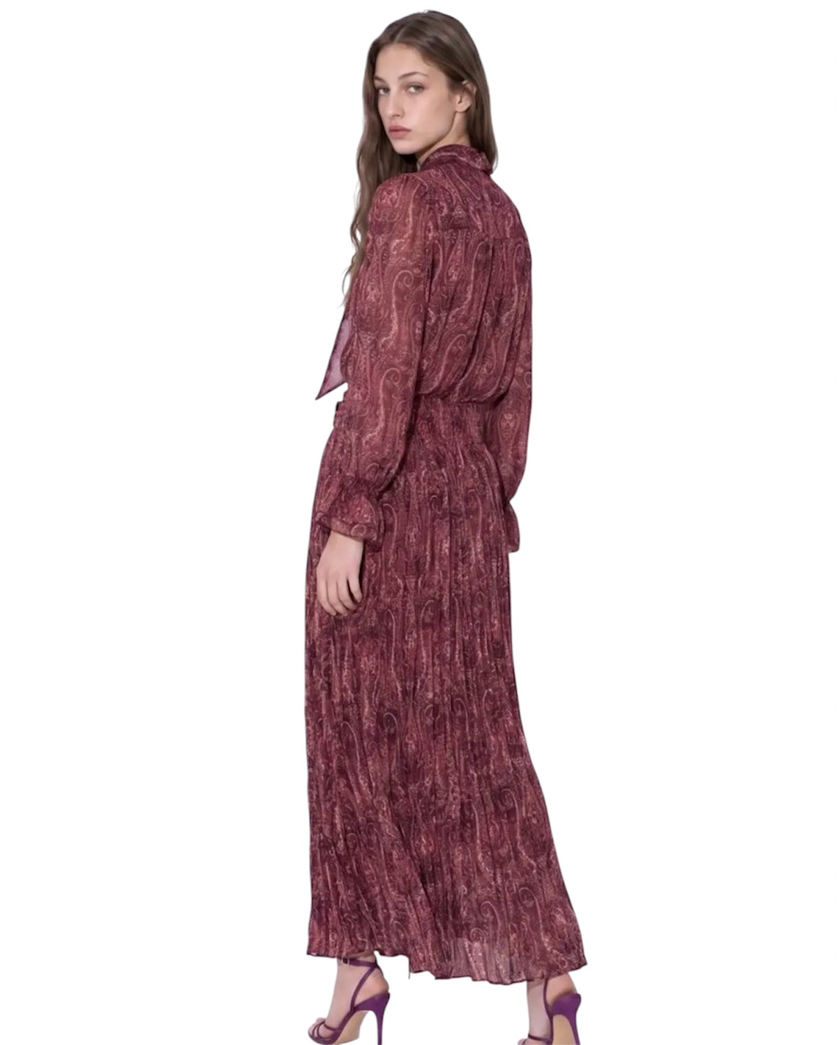 Printed Tie-Front & Pleated Skirt Set