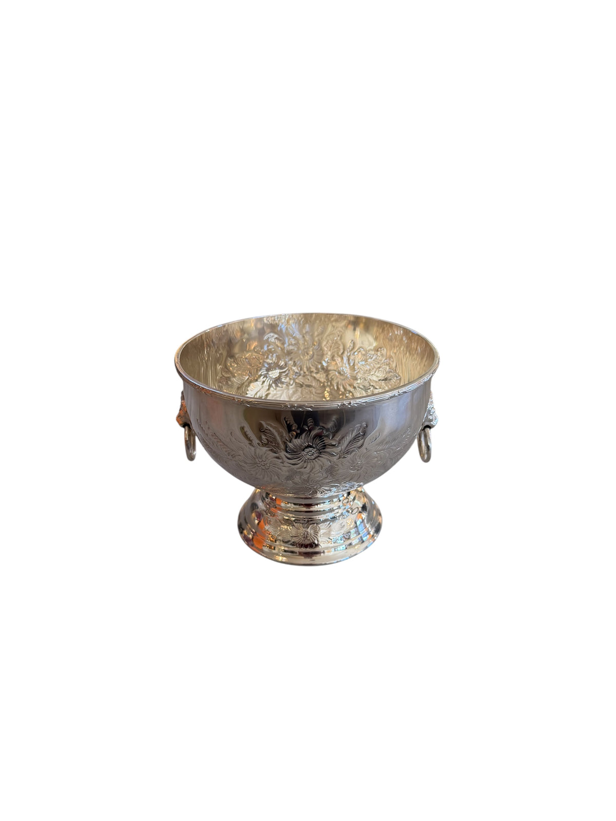 Silver Hammered Floral Bowl