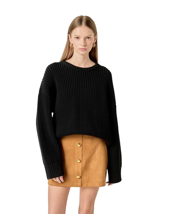 Oversize Ribbed Sweater - Black