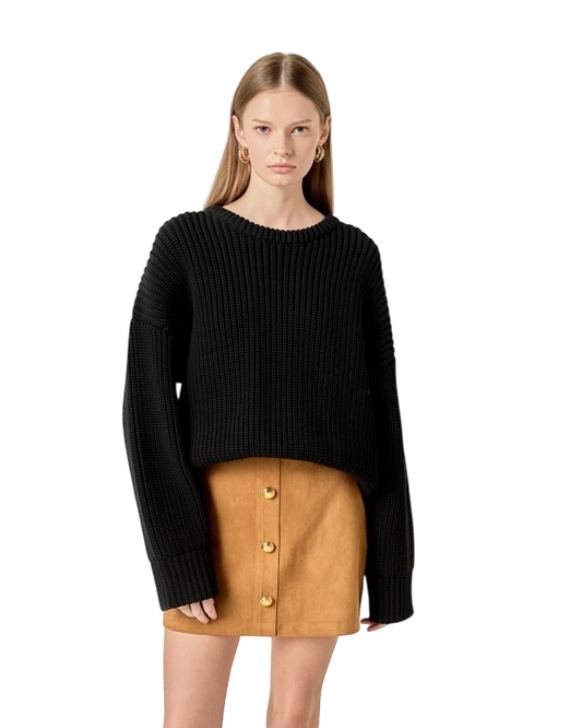 Oversize Ribbed Sweater - Black