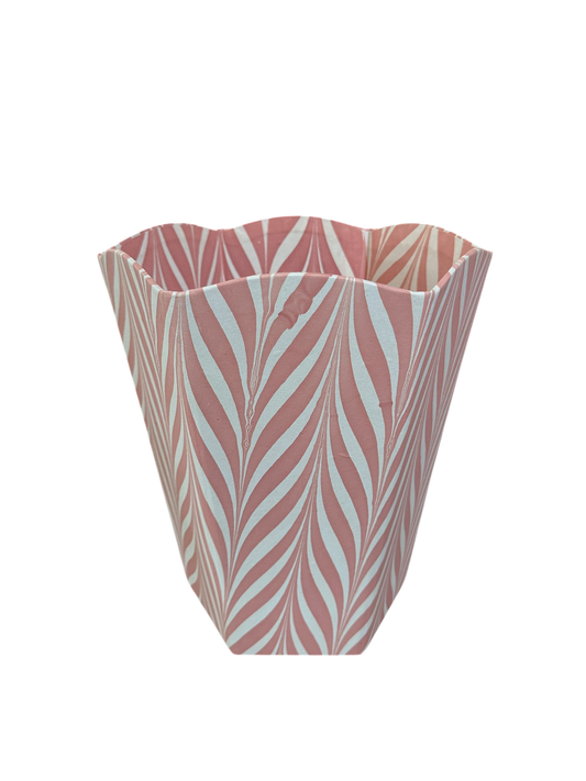 Marbled Scalloped Waste Bin - Peach Banyan