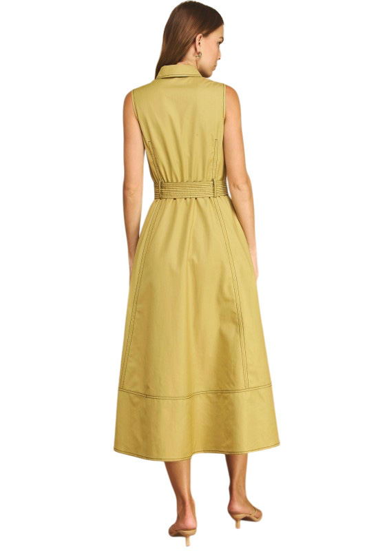 Utility Shirt Dress - Chartreuse