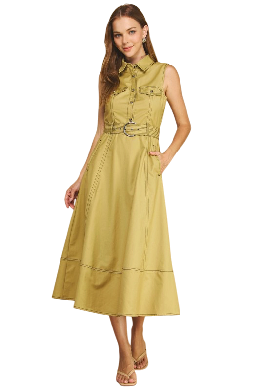 Utility Shirt Dress - Chartreuse