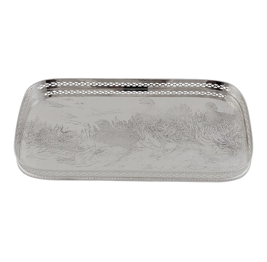 Grouse 12" X 6" Tray English Silver Plate