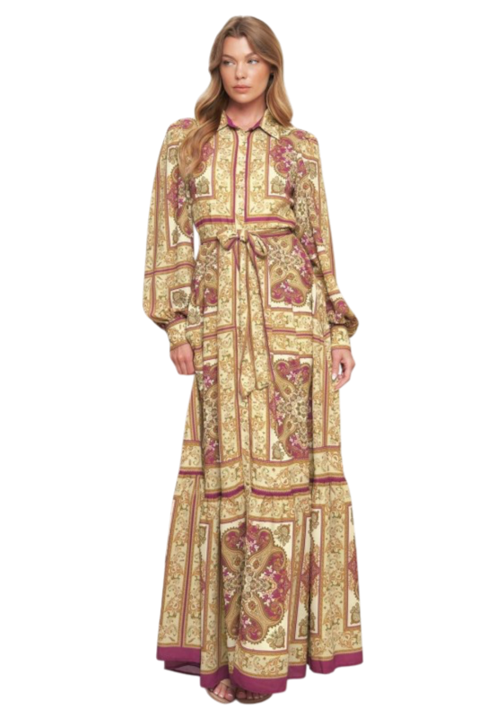 Abstract Floral Paisley Maxi Dress