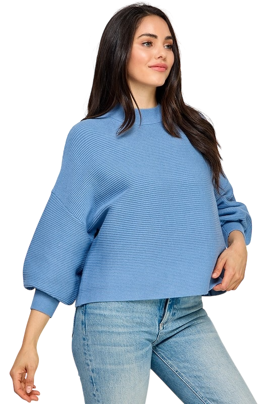 Julia Ballon Sleeve Ribbed Sweater - 3 Colors!