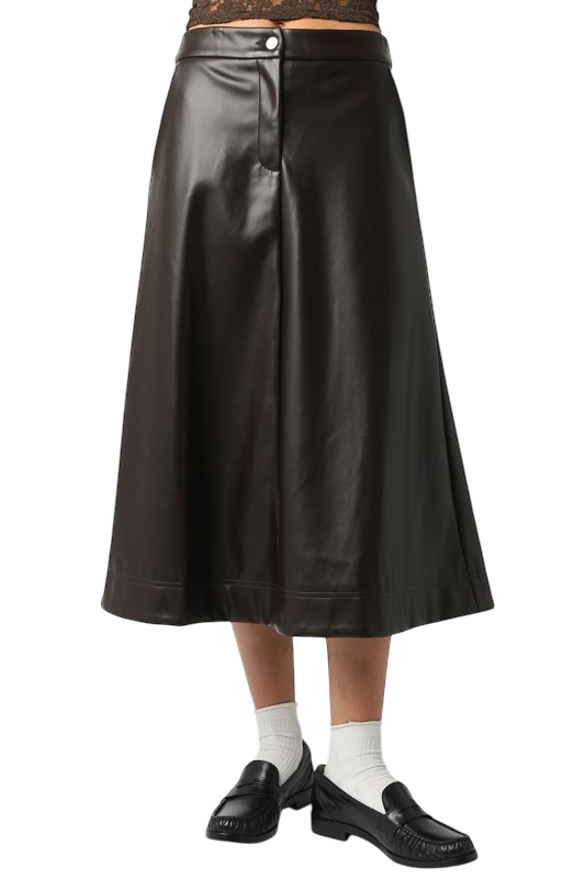 Leather Midi Flair Skirt - Two Colors!
