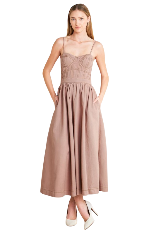 Twill Midi Dress - Washed Pink