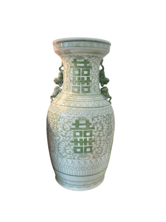 Green & White Large Lug Vase