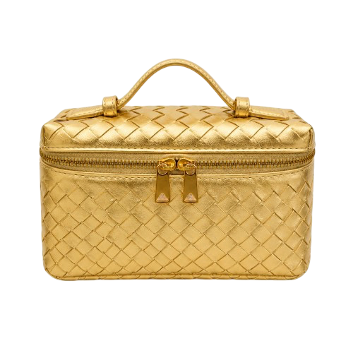 Gold Metallic Top Handle Bag