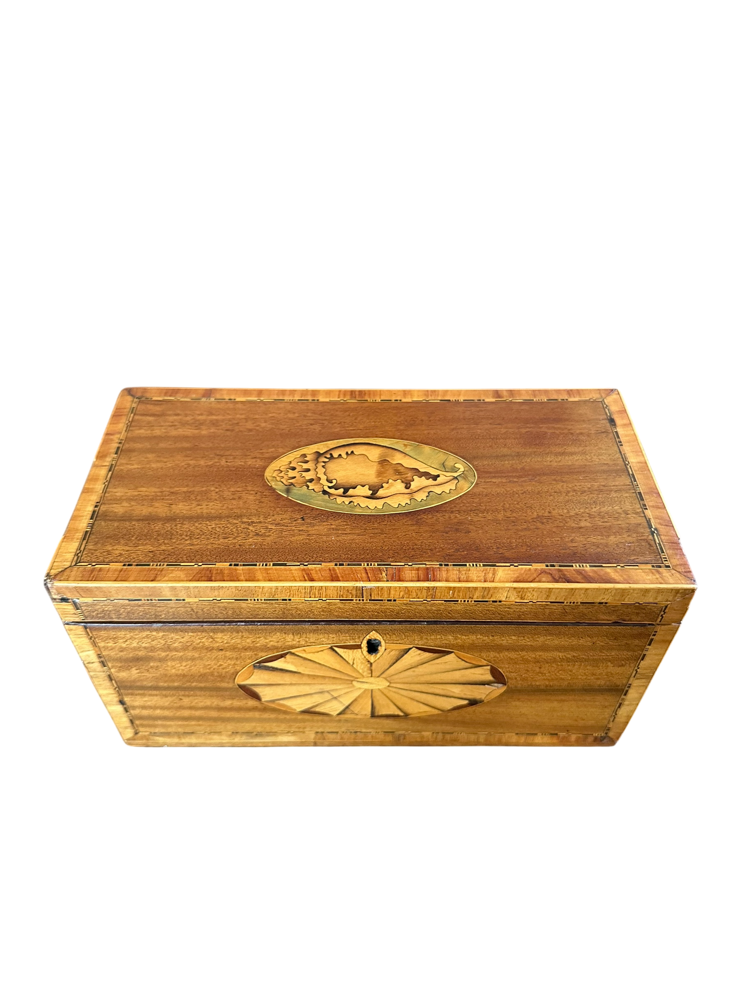 Georgian Tea Caddy w/ Shell & Fan Inlay c. 1790
