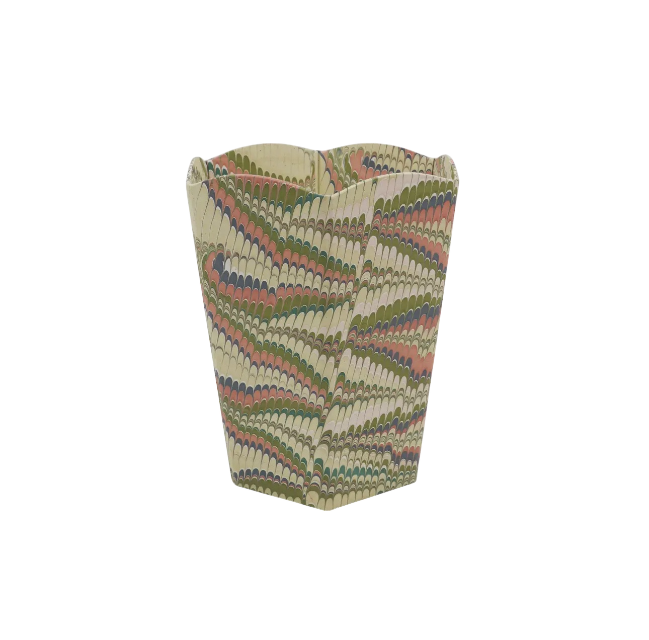 Marbled Scalloped Waste Basket - Moss Mountain