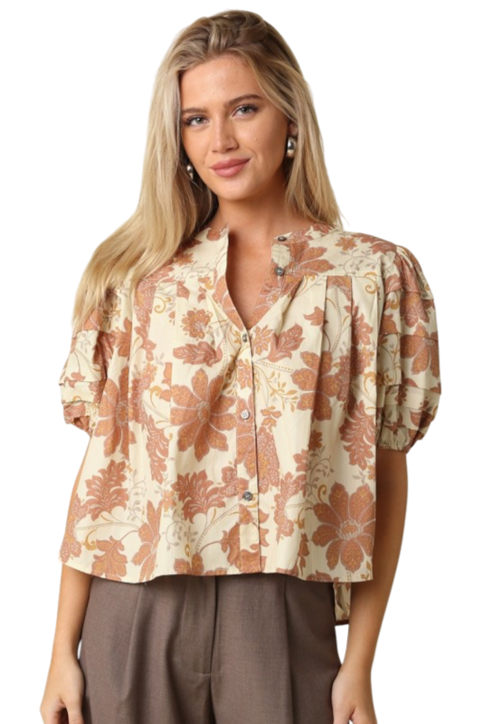 Floral Puff Sleeve Blouse