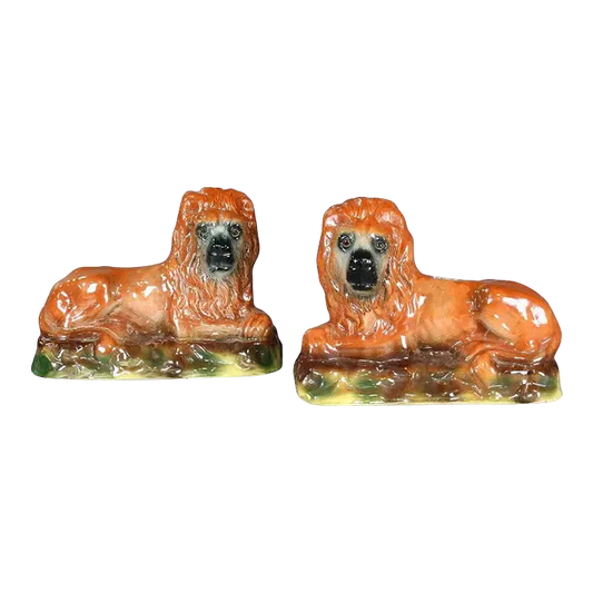Antique Scottish Bonness Recumbent Lions - A Pair