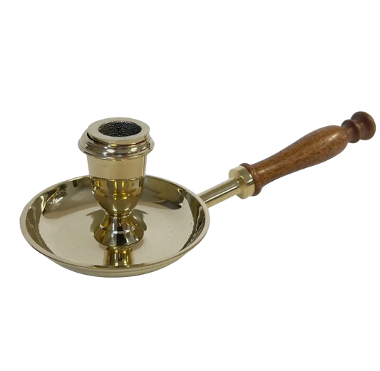 Brass Chamberstick with Wooden Handle