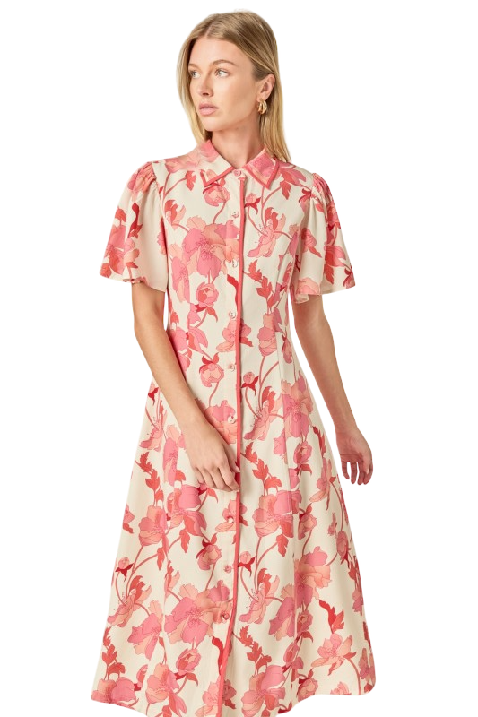 A-Line Pink Florals Midi