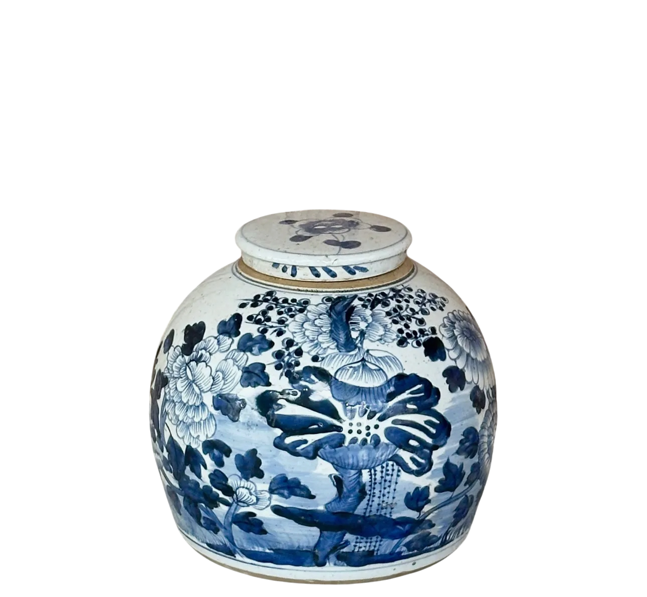 Blue & White Four Seasons Round Jar