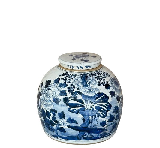 Blue & White Four Seasons Round Jar