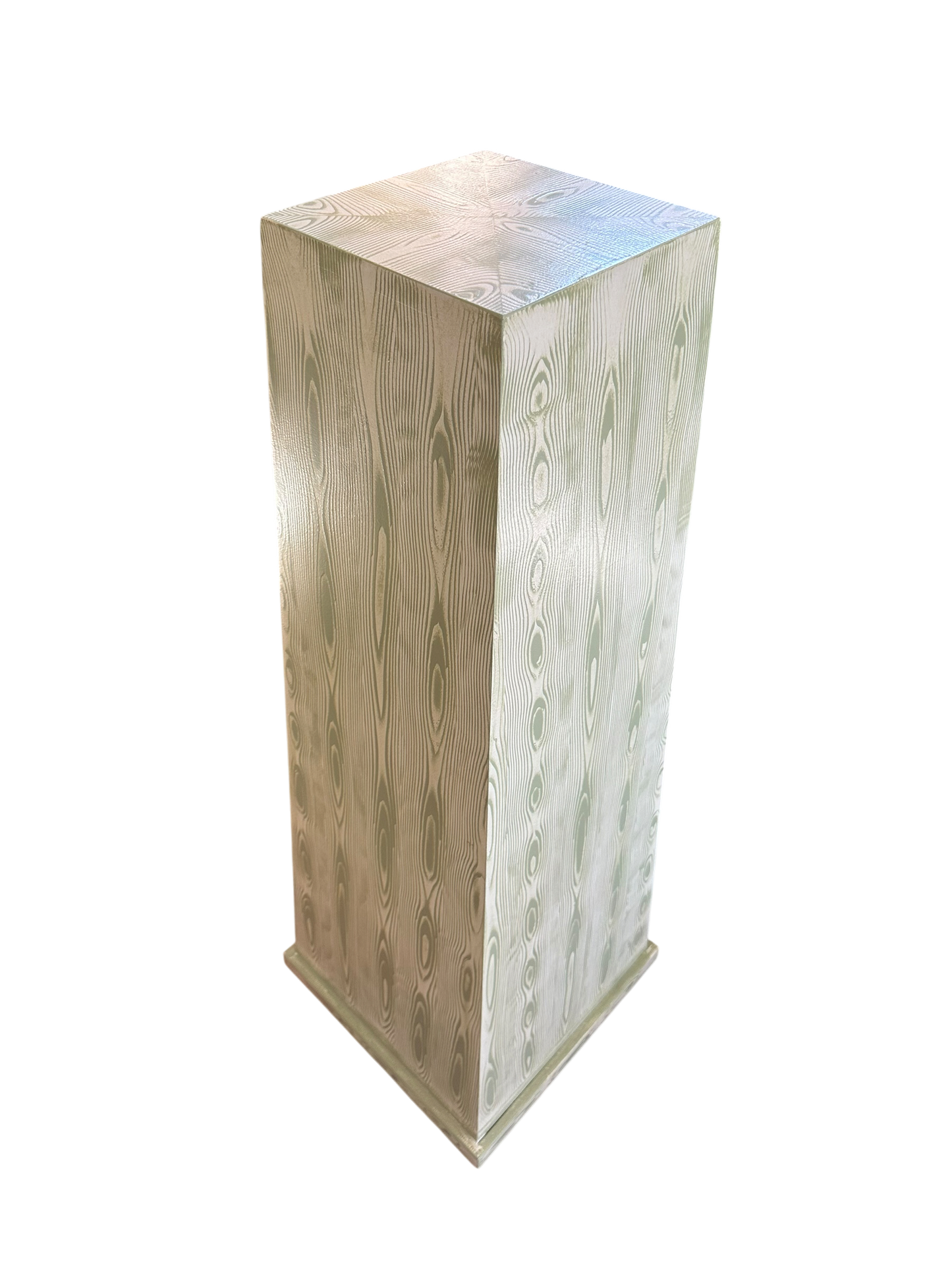 Bespoke Hand-Painted Pedestal in Celery Faux Bois