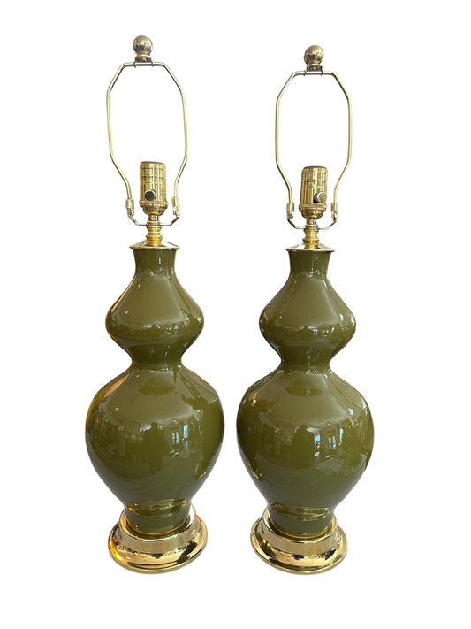 Double Gourd Small Lamp - Olive