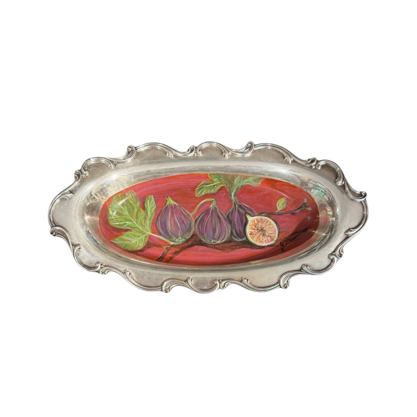 Jenn Leverett Art - Figs on Oval Silver