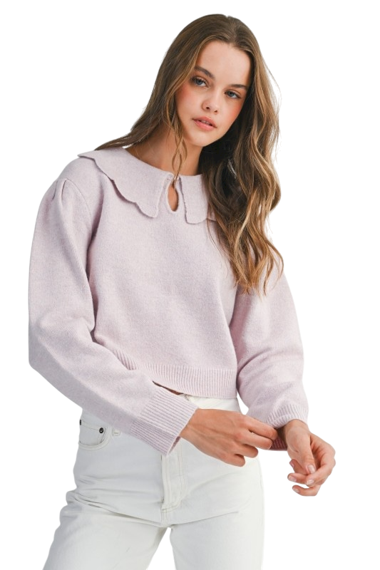 Scalloped Collar Knit Sweater