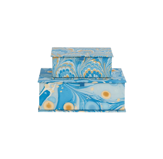 Marbled Keepsake Box Set - Blue/Golden