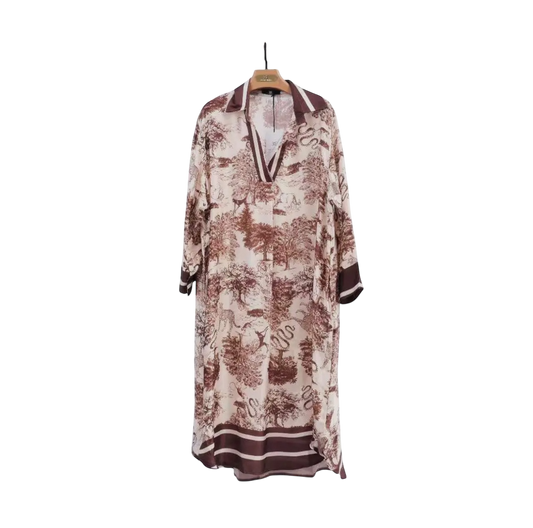 Toile De Jouy Print Shirt Dress