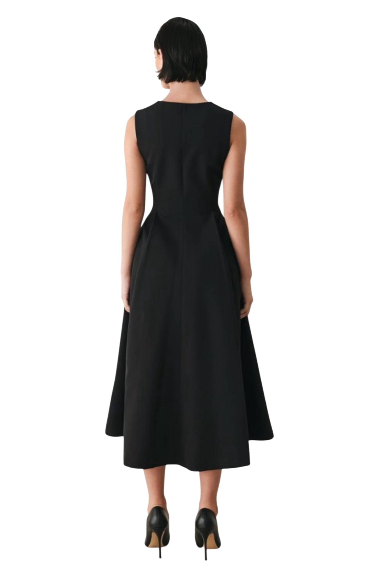Zip Front Midi Dress - Black