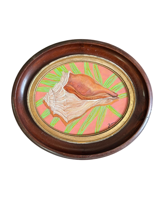 Jenn Leverett Art - Conch in Oval Frame