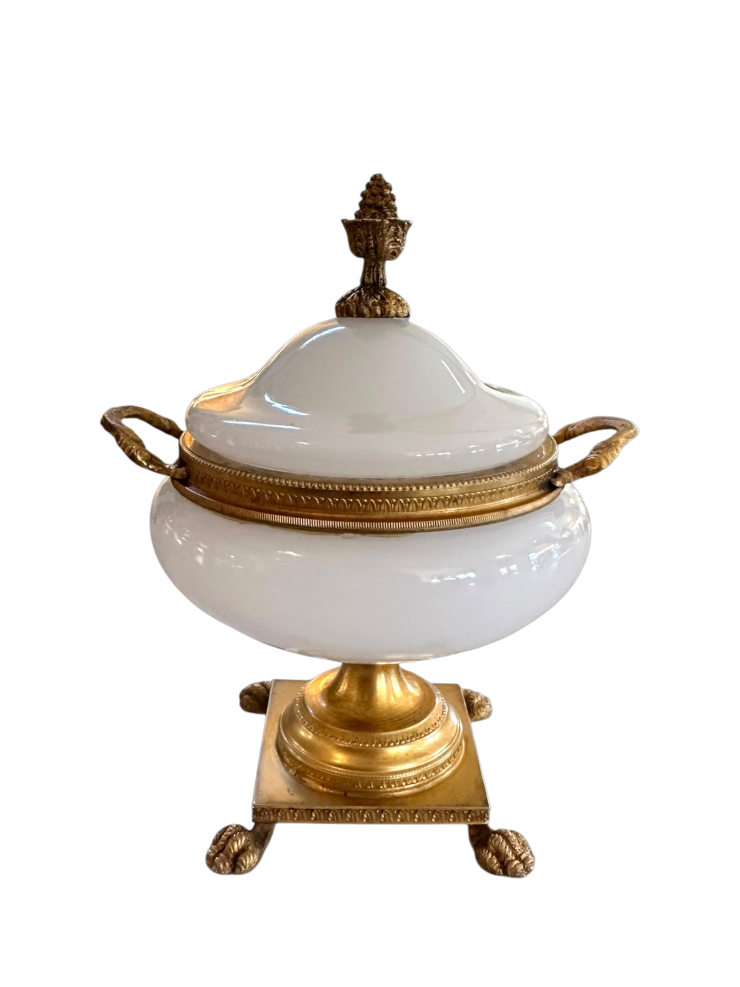 Antique Opaline Box with Pedestal