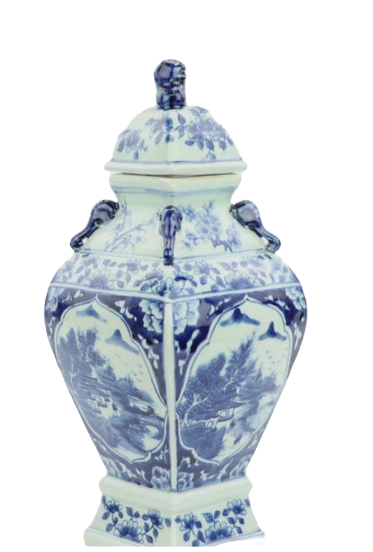 Scalloped Square Ginger Jar
