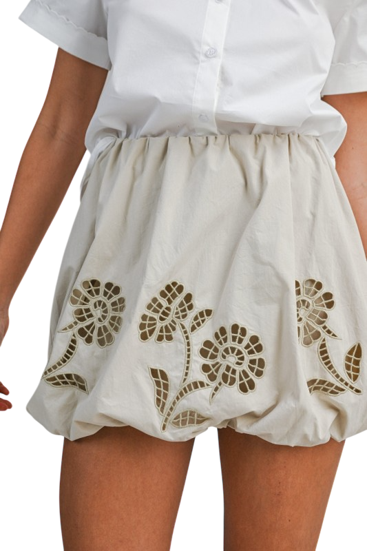 Eyelet Bubble Mini Skirt