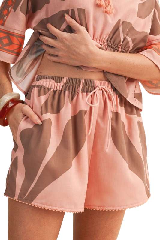 Tropical Peplum Top & Shorts Set