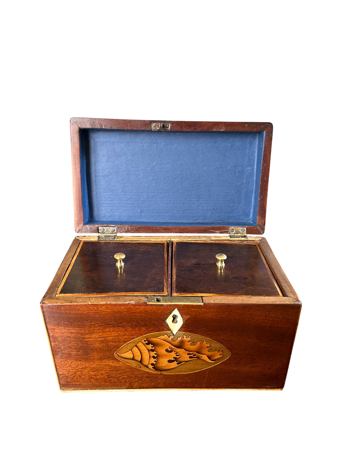 George III Tea Caddy w/ Double Shell Inlay c. 1790