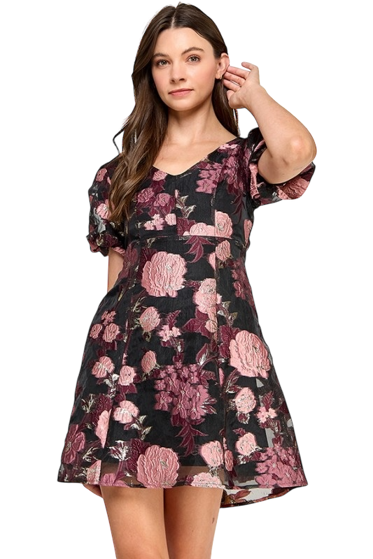 Maroon Rose Jacquard Mini