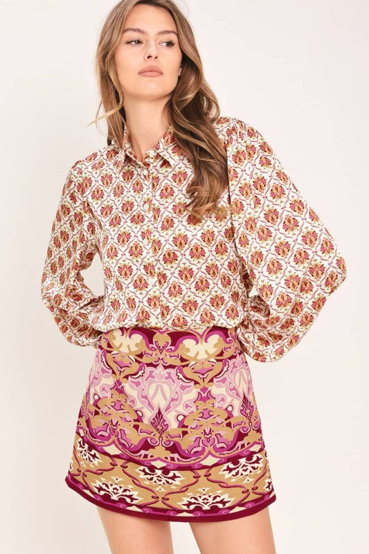 Burgundy Pattern Top